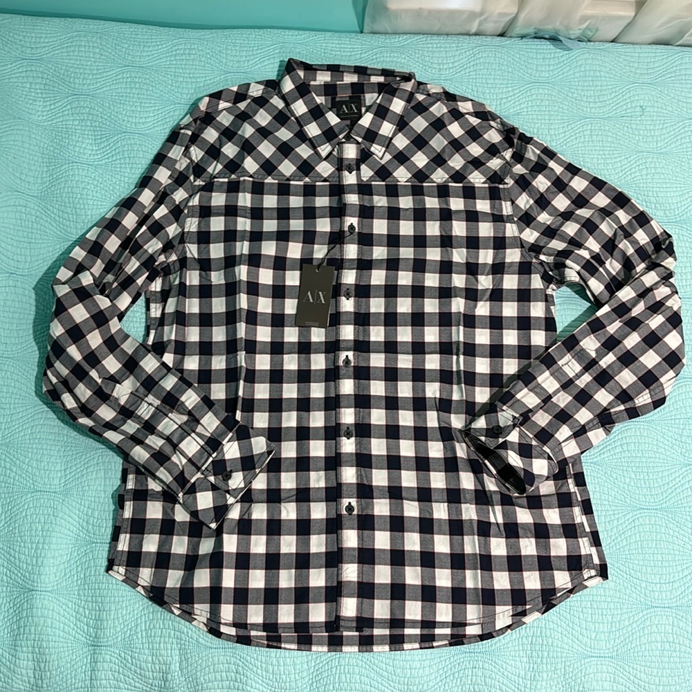 Armani Exchange gingham button down cotton shirt
